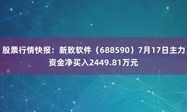 股票行情快报：新致软件（688590）7月17日主力资金净买入2449.81万元