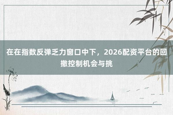 在在指数反弹乏力窗口中下，2026配资平台的回撤控制机会与挑