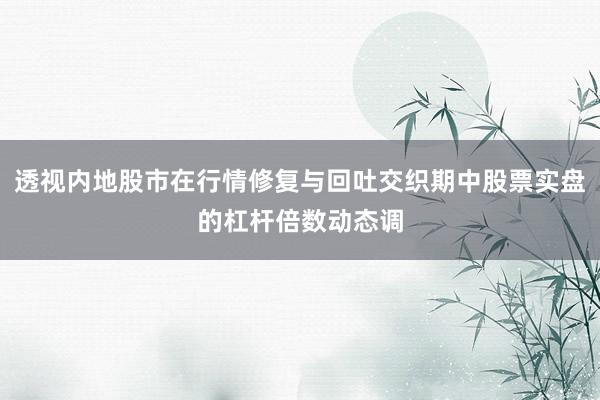 透视内地股市在行情修复与回吐交织期中股票实盘的杠杆倍数动态调