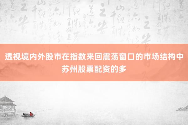 透视境内外股市在指数来回震荡窗口的市场结构中苏州股票配资的多