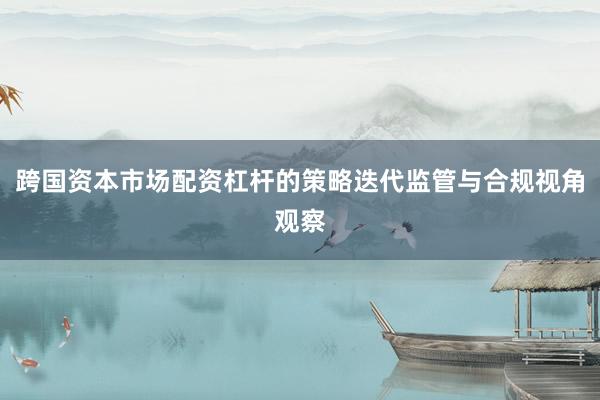 跨国资本市场配资杠杆的策略迭代监管与合规视角观察