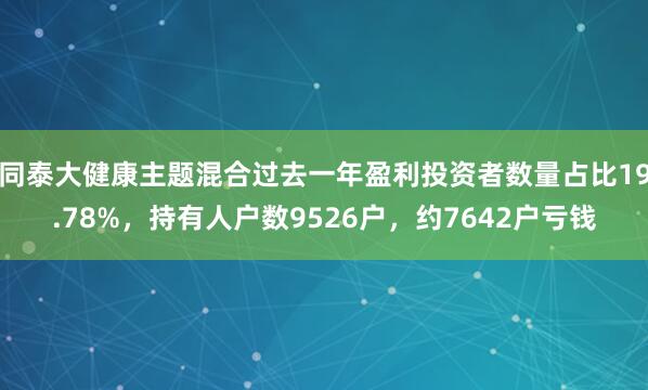 同泰大健康主题混合过去一年盈利投资者数量占比19.78%，持有人户数9526户，约7642户亏钱