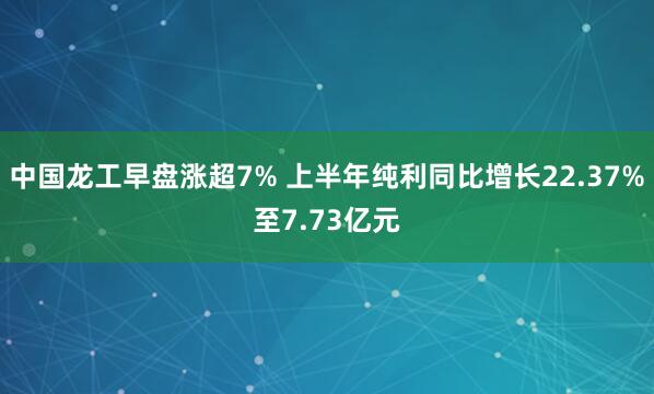 中国龙工早盘涨超7% 上半年纯利同比增长22.37%至7.73亿元