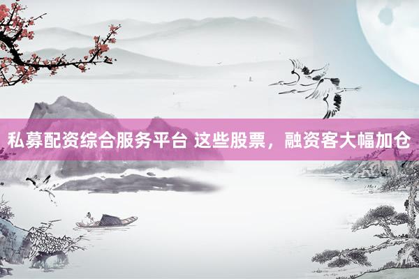 私募配资综合服务平台 这些股票，融资客大幅加仓