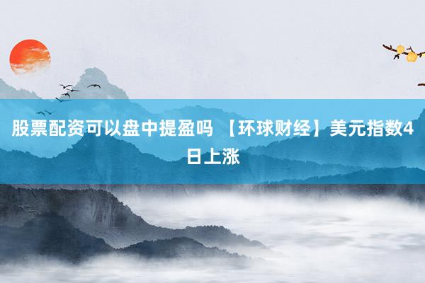 股票配资可以盘中提盈吗 【环球财经】美元指数4日上涨