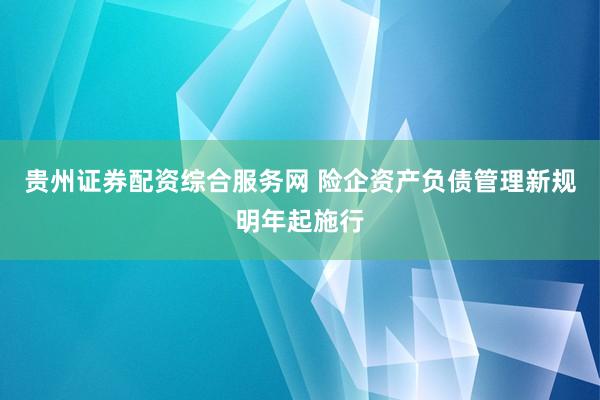 贵州证券配资综合服务网 险企资产负债管理新规明年起施行