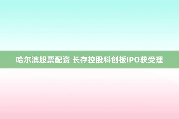哈尔滨股票配资 长存控股科创板IPO获受理