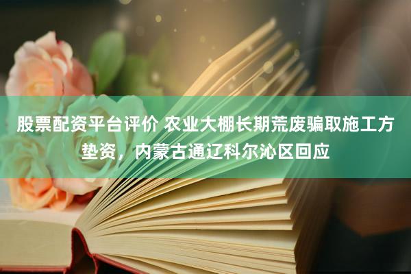 股票配资平台评价 农业大棚长期荒废骗取施工方垫资，内蒙古通辽科尔沁区回应