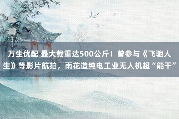 万生优配 最大载重达500公斤！曾参与《飞驰人生》等影片航拍，雨花造纯电工业无人机超“能干”