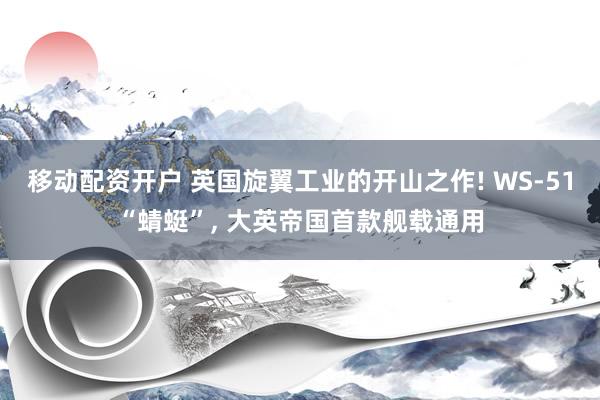 移动配资开户 英国旋翼工业的开山之作! WS‑51“蜻蜓”, 大英帝国首款舰载通用